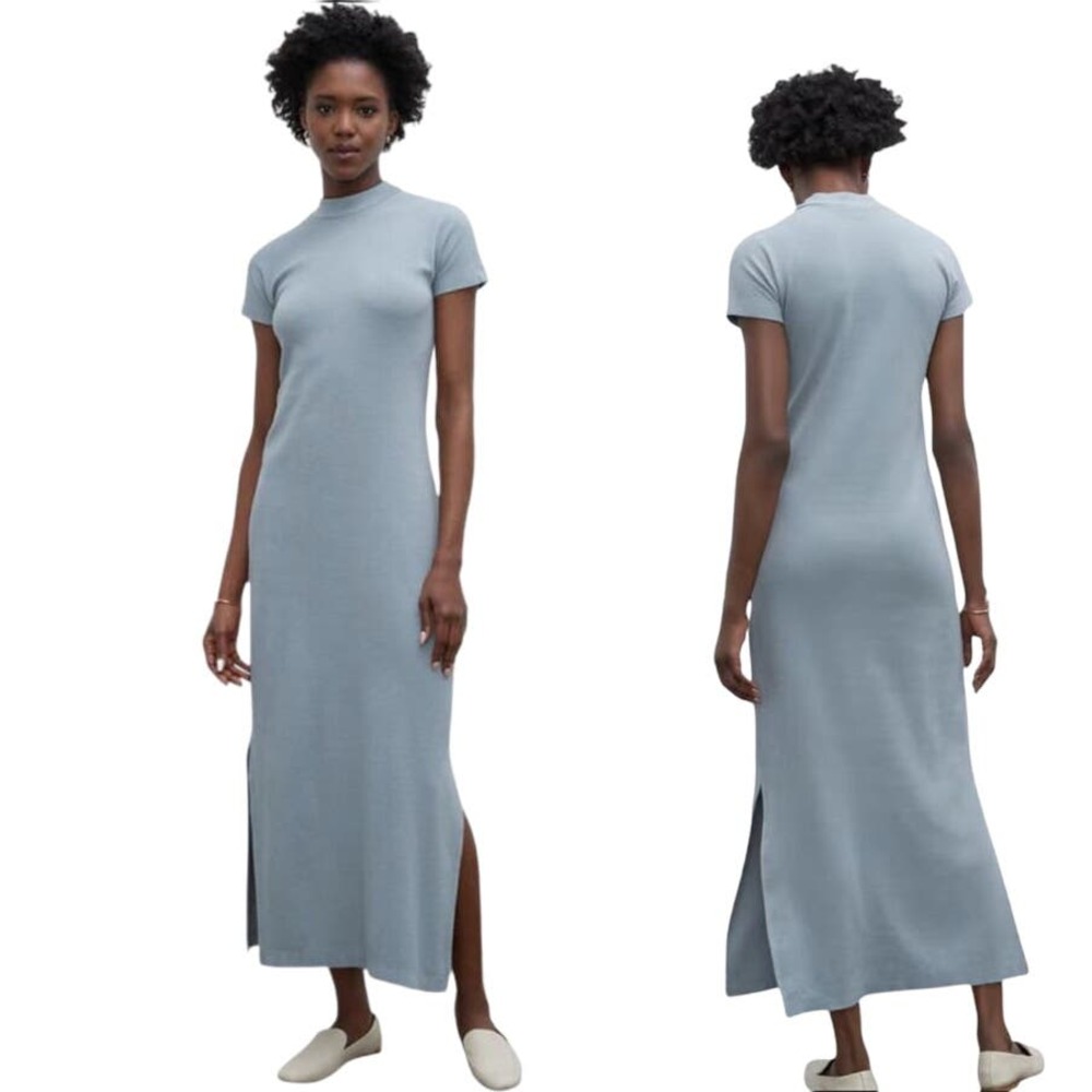 Club Monaco Light Blue Midi T-Shirt Dress
